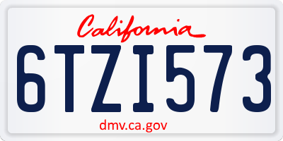 CA license plate 6TZI573