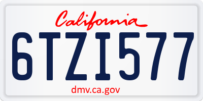 CA license plate 6TZI577