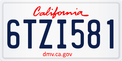 CA license plate 6TZI581