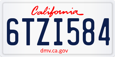 CA license plate 6TZI584