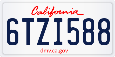 CA license plate 6TZI588