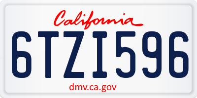 CA license plate 6TZI596