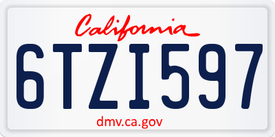 CA license plate 6TZI597