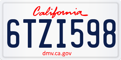 CA license plate 6TZI598