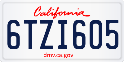 CA license plate 6TZI605