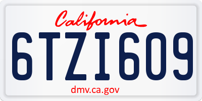 CA license plate 6TZI609