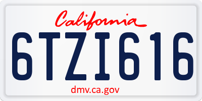 CA license plate 6TZI616