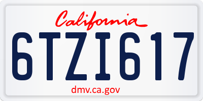 CA license plate 6TZI617