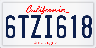 CA license plate 6TZI618
