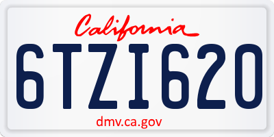 CA license plate 6TZI620