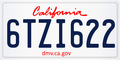 CA license plate 6TZI622
