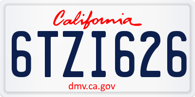 CA license plate 6TZI626