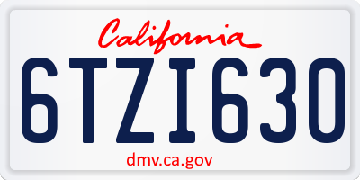 CA license plate 6TZI630