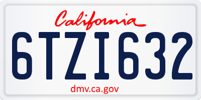 CA license plate 6TZI632