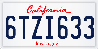 CA license plate 6TZI633