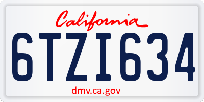 CA license plate 6TZI634