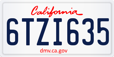 CA license plate 6TZI635
