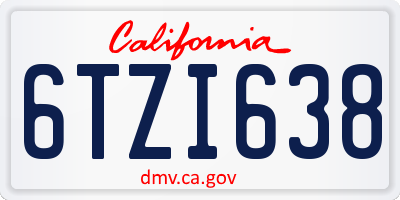 CA license plate 6TZI638