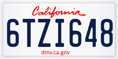 CA license plate 6TZI648