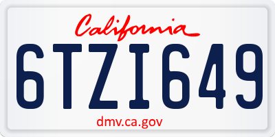 CA license plate 6TZI649