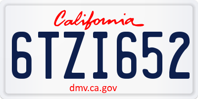 CA license plate 6TZI652