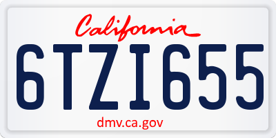 CA license plate 6TZI655