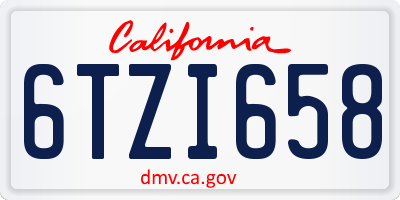 CA license plate 6TZI658