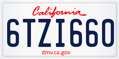 CA license plate 6TZI660