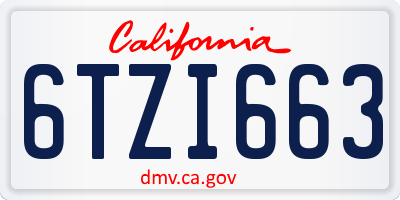 CA license plate 6TZI663