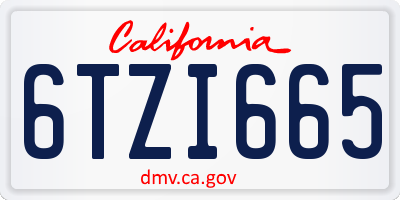 CA license plate 6TZI665