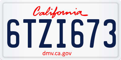 CA license plate 6TZI673