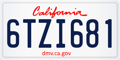 CA license plate 6TZI681