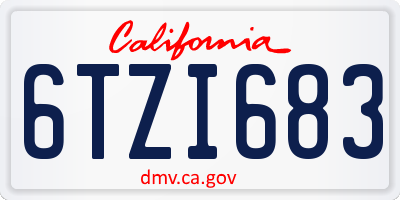 CA license plate 6TZI683
