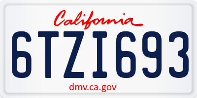 CA license plate 6TZI693