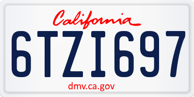 CA license plate 6TZI697