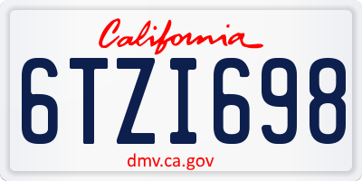 CA license plate 6TZI698