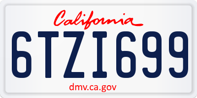 CA license plate 6TZI699