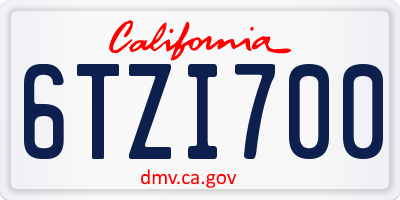 CA license plate 6TZI700