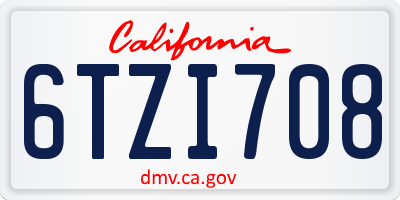 CA license plate 6TZI708