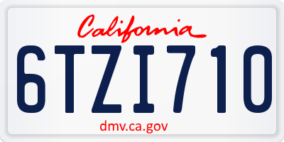 CA license plate 6TZI710