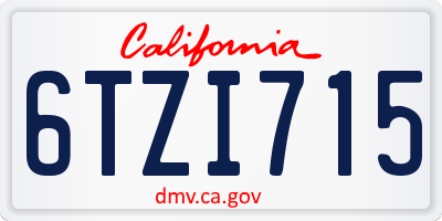 CA license plate 6TZI715