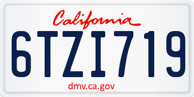 CA license plate 6TZI719