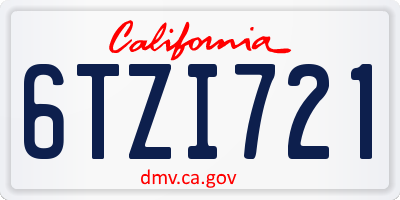 CA license plate 6TZI721