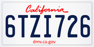 CA license plate 6TZI726