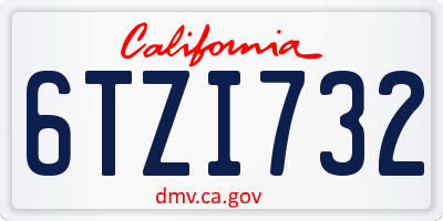 CA license plate 6TZI732