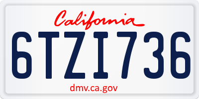 CA license plate 6TZI736