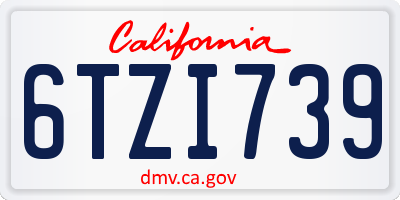 CA license plate 6TZI739