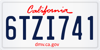 CA license plate 6TZI741