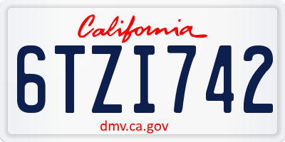 CA license plate 6TZI742