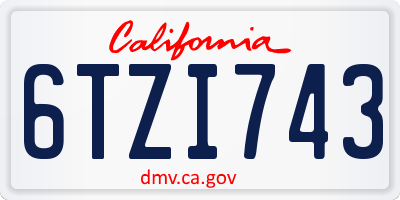 CA license plate 6TZI743